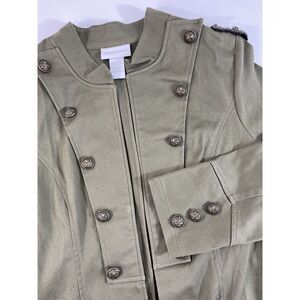 Soft Surroundings Military Jacket Rhinestone Womens Sz Med Petite‎ Utility READ